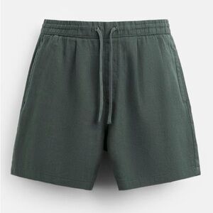 Zara Men's Forest Green Linen Shorts